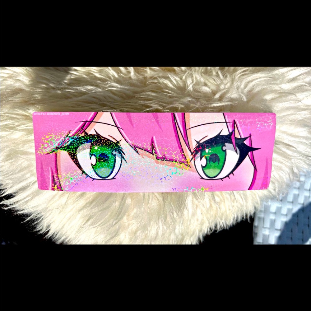 Anime Eyes Holographic Heart Vinyl Bumper Sticker